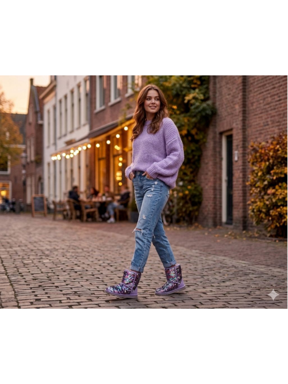 UGG Classic Mini Stellar Sequin Boots Lilac Frost Purple Glitter Size 5 - Picture 3 of 6